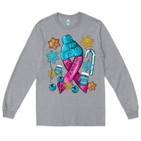 Heather Grey winter breast cancer ribbon Long Sleeve Tee - NancyCooperArtShop