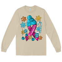 Mushroom winter breast cancer ribbon Long Sleeve Tee - NancyCooperArtShop