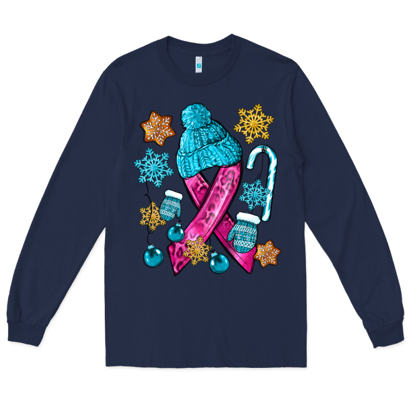 Winter Breast Cancer Ribbon Long Sleeve Tee by NancyCooperArtShop | Teevron