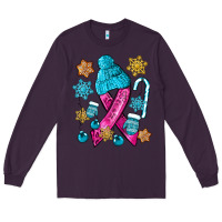 Plum winter breast cancer ribbon Long Sleeve Tee - NancyCooperArtShop