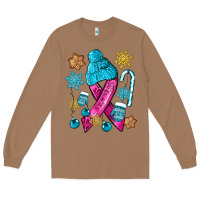 Toasted Coconut winter breast cancer ribbon Long Sleeve Tee - NancyCooperArtShop