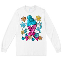 White winter breast cancer ribbon Long Sleeve Tee - NancyCooperArtShop