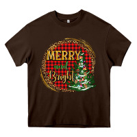 Chocolate Brown merry and bright christmas tree Heavy Core Tee - AdoDesignShop
