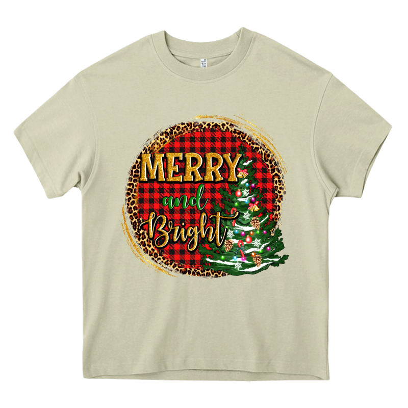 Merry And Bright Christmas Tree Heavy Core Tee by AdoDesignShop | Teevron