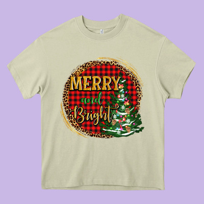 Merry And Bright Christmas Tree Heavy Core Tee Designed By Adodesignshop