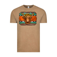 Vintage Coffee highland cow western background Vintage Tee - Jasminsmagicworld