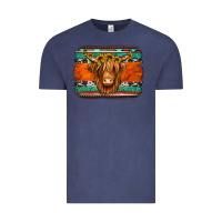 Vintage Denim highland cow western background Vintage Tee - Jasminsmagicworld