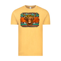 Vintage Mustard highland cow western background Vintage Tee - Jasminsmagicworld