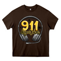 Chocolate Brown 911 dispatcher Heavy Core Tee - MaliasSmallBusiness