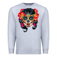 Heather Grey sugar skull Premium Sweatshirt - BundleAndBundleShop