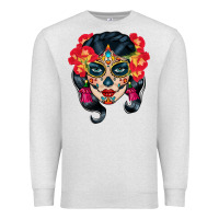 Oatmeal Heather sugar skull Premium Sweatshirt - BundleAndBundleShop