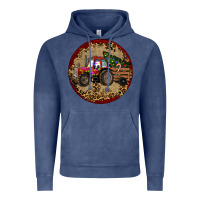 Vintage Denim Christmas Tractor Vintage Hoodie - RanaPortraitStore
