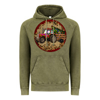 Vintage Olive Christmas Tractor Vintage Hoodie - RanaPortraitStore