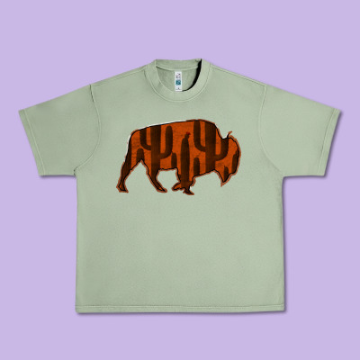 Red Cactus Bison Silhouette Urban Heavy Tee Designed By Bettercallsaul