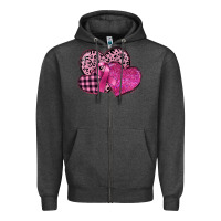 Charcoal Heather breast cancer hearts Zipper Hoodie - FaDigitalArtStudio