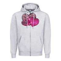 Heather Grey breast cancer hearts Zipper Hoodie - FaDigitalArtStudio