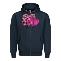 Navy breast cancer hearts Zipper Hoodie - FaDigitalArtStudio