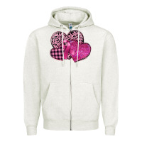 Oatmeal Heather breast cancer hearts Zipper Hoodie - FaDigitalArtStudio