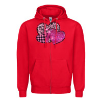 Red breast cancer hearts Zipper Hoodie - FaDigitalArtStudio