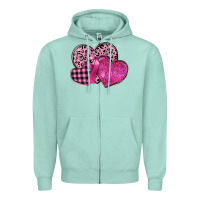 Seafoam breast cancer hearts Zipper Hoodie - FaDigitalArtStudio
