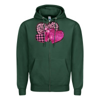 Sports Green breast cancer hearts Zipper Hoodie - FaDigitalArtStudio