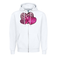 White breast cancer hearts Zipper Hoodie - FaDigitalArtStudio
