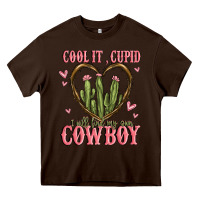 Chocolate Brown cool it cupid i will find my own cowboy Heavy Core Tee - MaliasSmallBusiness