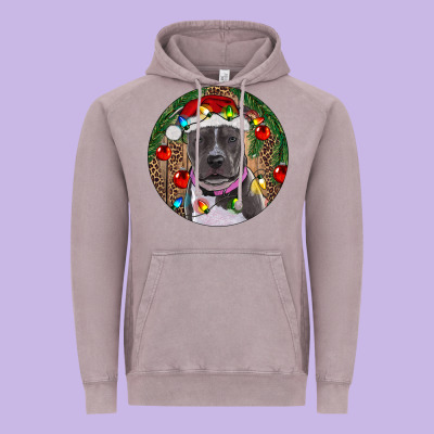 Christmas Pitbull Vintage Hoodie Designed By Ranaportraitstore