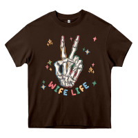 Chocolate Brown wife life Heavy Core Tee - MaliasSmallBusiness