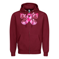 Burgundy Cancer butterfly Zipper Hoodie - FaDigitalArtStudio