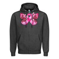 Charcoal Heather Cancer butterfly Zipper Hoodie - FaDigitalArtStudio