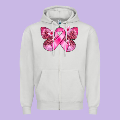 Cancer Butterfly Zipper Hoodie Designed By Fadigitalartstudio