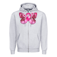 Heather Grey Cancer butterfly Zipper Hoodie - FaDigitalArtStudio