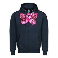 Navy Cancer butterfly Zipper Hoodie - FaDigitalArtStudio