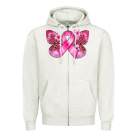 Oatmeal Heather Cancer butterfly Zipper Hoodie - FaDigitalArtStudio