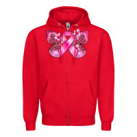Red Cancer butterfly Zipper Hoodie - FaDigitalArtStudio