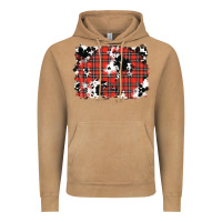 Christmas Plaid Cowhide Pattern Background Vintage Hoodie | Teevron