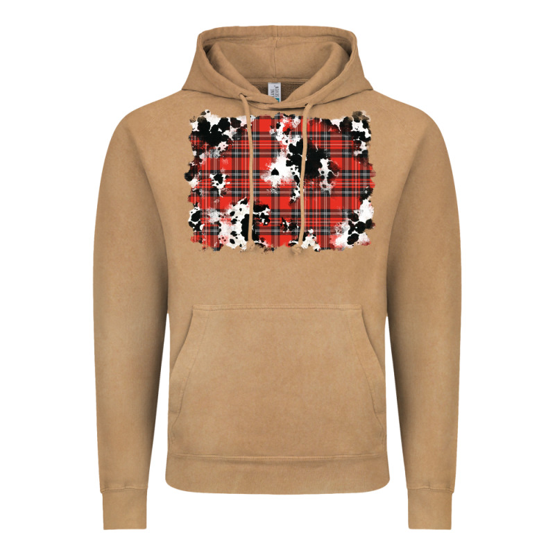 Christmas Plaid Cowhide Pattern Background Vintage Hoodie by RanaPortraitStore | Teevron