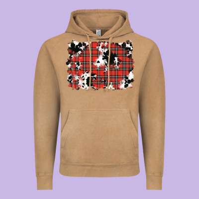 Christmas Plaid Cowhide Pattern Background Vintage Hoodie Designed By Ranaportraitstore