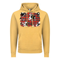 Vintage Mustard Christmas Plaid Cowhide Pattern Background Vintage Hoodie - RanaPortraitStore