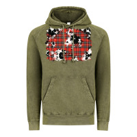 Vintage Olive Christmas Plaid Cowhide Pattern Background Vintage Hoodie - RanaPortraitStore