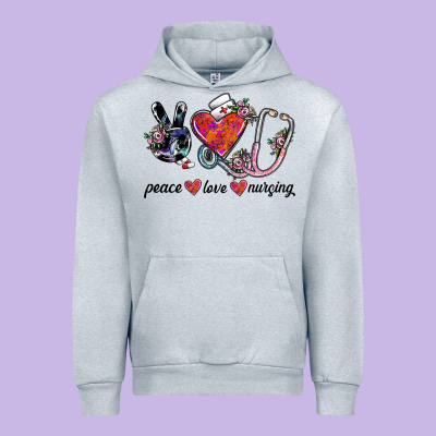 Peace Love Nursing Urban Hoodie Designed By Sublimationcraftshop