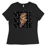 Black nurse lightning bolt Ladies Tee - MaliasSmallBusiness