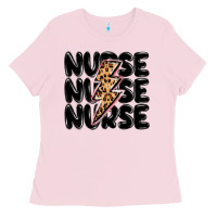 Bubblegum Pink nurse lightning bolt Ladies Tee - MaliasSmallBusiness