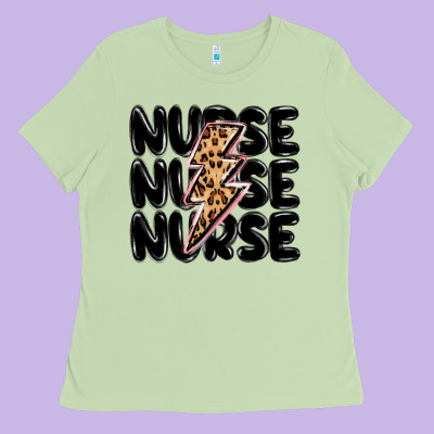 Nurse Lightning Bolt Ladies Tee Designed By Maliassmallbusiness