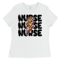 White nurse lightning bolt Ladies Tee - MaliasSmallBusiness