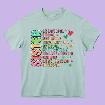 Sister Beautiful Loyal Reliable Heavy Core Tee Designed By Maliassmallbusiness