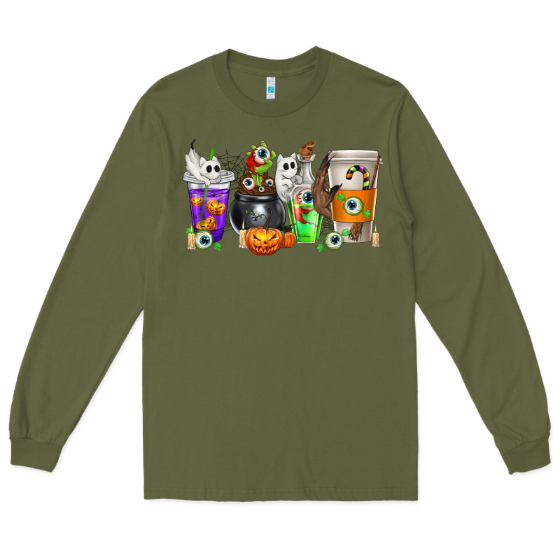 Halloween Coffee Cups Long Sleeve Tee by texasbilliewilder | Teevron