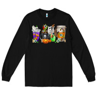 Black Halloween Coffee Cups Long Sleeve Tee - texasbilliewilder