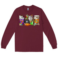 Burgundy Halloween Coffee Cups Long Sleeve Tee - texasbilliewilder